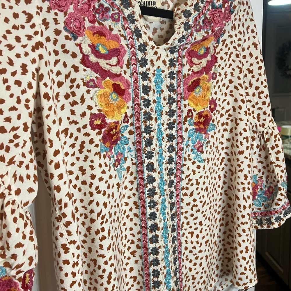 Savannah Jane Women's Floral Embroidered Blouse - Pink, Blue, Orange - Picture 6 of 11